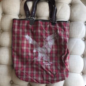 American Eagle Plaid Tote Bag